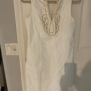 Lilly Pulitzer White Dress with Gold Details
